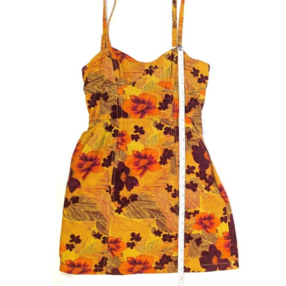 NWT Urban Outfitters | Linen Blend Sweet On You Gold Floral Mini Dress | Small - Picture 11 of 12